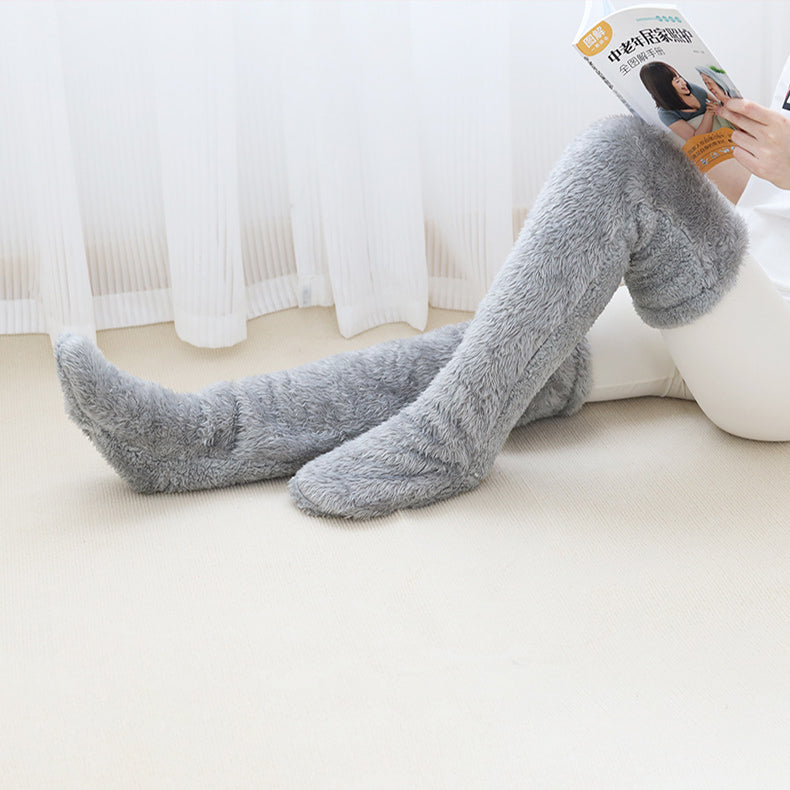 Over Knee High Fuzzy Long Socks Winter Warm Cold Leg Knee