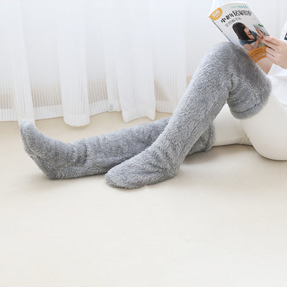Over Knee High Fuzzy Long Socks Winter Warm Cold Leg Knee