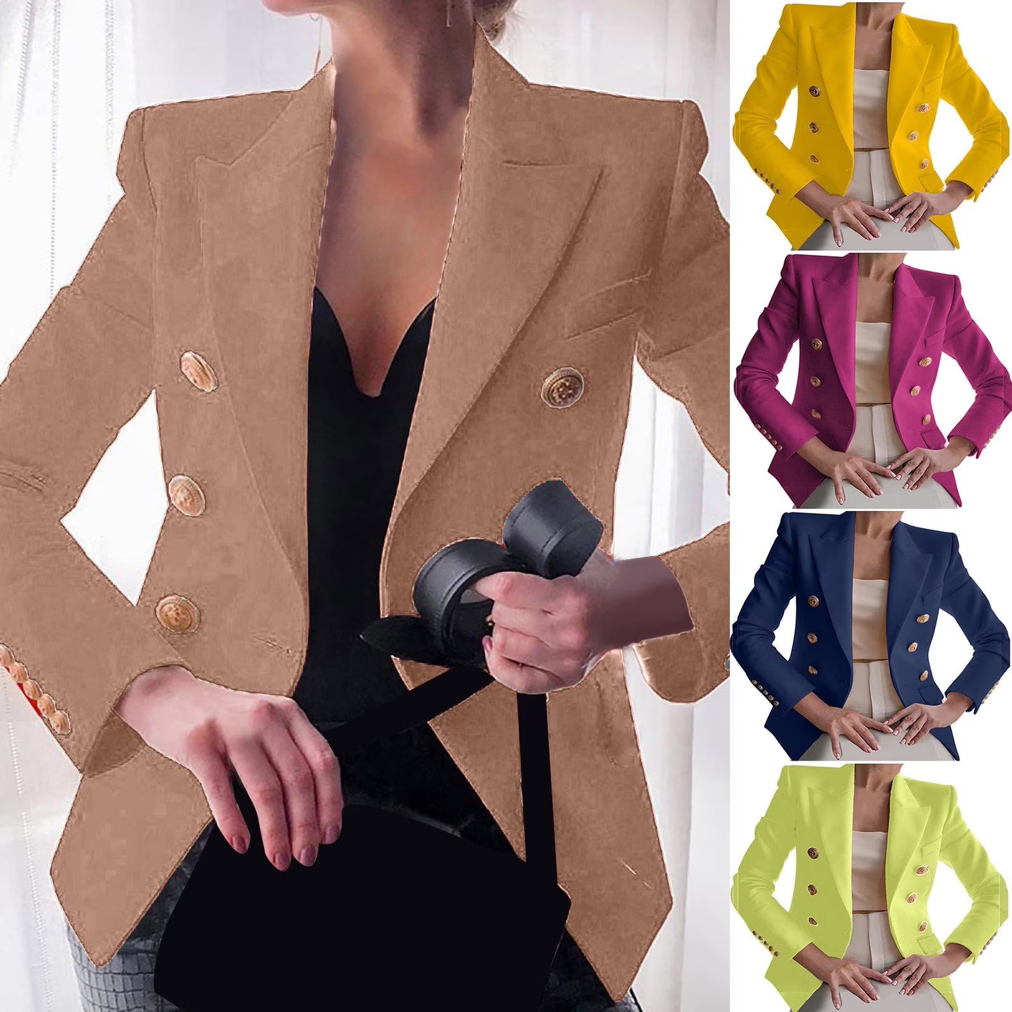 Women's New Solid Color Fashion Casual Suit Short Jacket