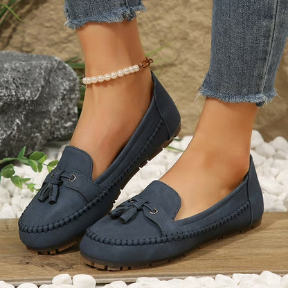 Women's Round Head Loafers Fashion Non-slip Soft Comfortable Flats Shoes