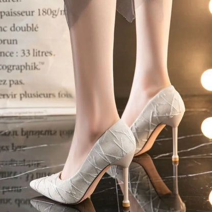 Ladies Pumps High Heels Black on Heeled Bride Women's Shoes Sexy Comfortable and Elegant L Genuine Mark Spring Wholesale Offer A