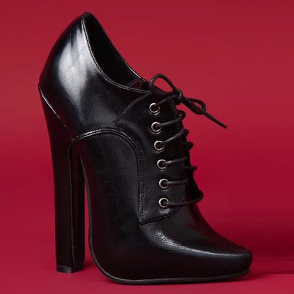 JIALUOWEI 6 Inch High heel Fetish Lace Up Pointy Toe Unisex Drag Queen Pump