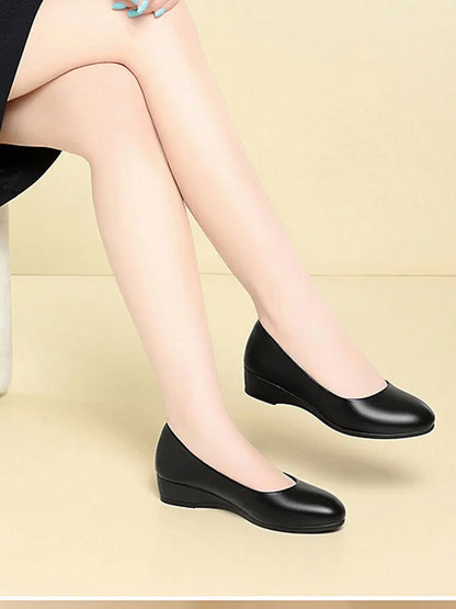 Summer Shoes Women's Soft Sole Comfortable Flat Soft Leather Professional Work Work Leather Shoes Elegant And Simple Black New