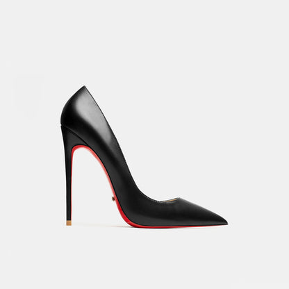 Women's Heels Luxury Designer Black Matte 12cm High Heels Red Bottom Pointed Toe Stiletto Pumps Elegant Women Party Prom Shoes