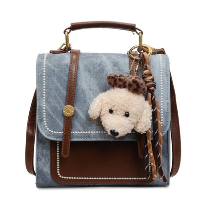 Elegant 3-in-1 Denim Women's Backpack, Stylish Crossbody Shoulder Bag for Casual Travel Short Trips, Trendy Matronly Fashion Bag