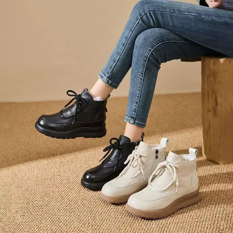 2026New Women's Snow Boots Fashion Platform Boots for Women Winter Plush Warm Cotton Shoes Waterproof Ankle Boots Botas De Mujer