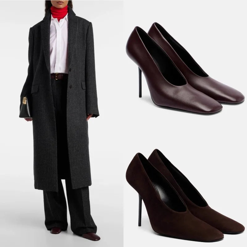 European and American Spring and Autumn Fashion Stiletto Single Shoes Fashion Shallow Mouth Temperament Square HeadWomen's Shoes