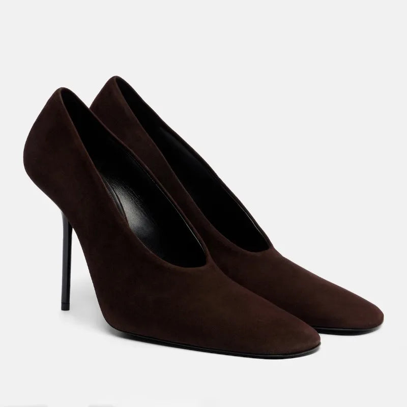 European and American Spring and Autumn Fashion Stiletto Single Shoes Fashion Shallow Mouth Temperament Square HeadWomen's Shoes