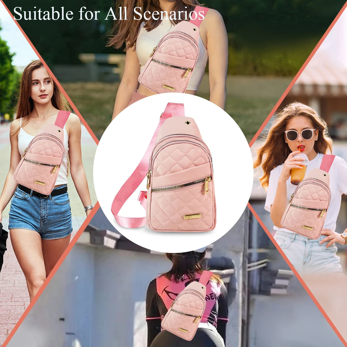 Adjustable Quilted Sling Backpack Outdoor Travel Bag For Men Women Casual Crossbody Small Sling Backpack Sling Bags