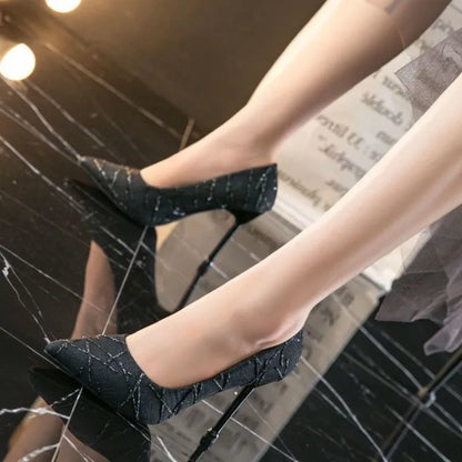 Ladies Pumps High Heels Black on Heeled Bride Women's Shoes Sexy Comfortable and Elegant L Genuine Mark Spring Wholesale Offer A