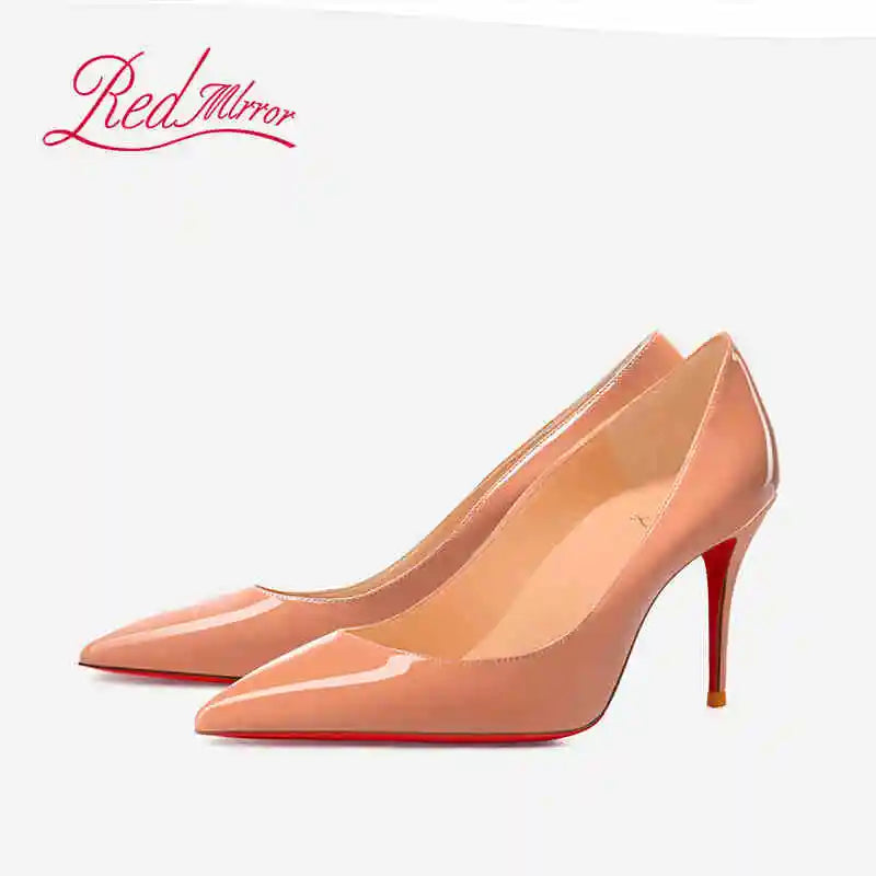 Women heels Naked color Women's elegant high heel Luxury Black shoes woman 2025 Red Shiny Bottoms Pointed Toe party Ladies Women
