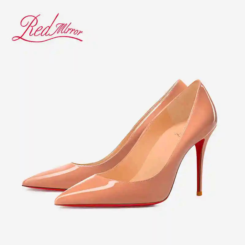 Women heels Naked color Women's elegant high heel Luxury Black shoes woman 2025 Red Shiny Bottoms Pointed Toe party Ladies Women