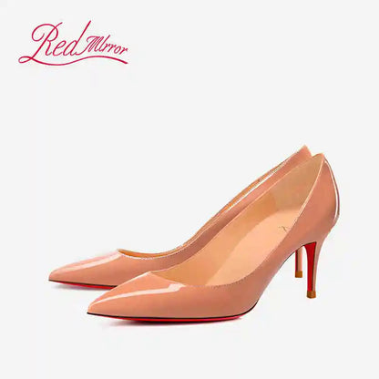 Women heels Naked color Women's elegant high heel Luxury Black shoes woman 2025 Red Shiny Bottoms Pointed Toe party Ladies Women