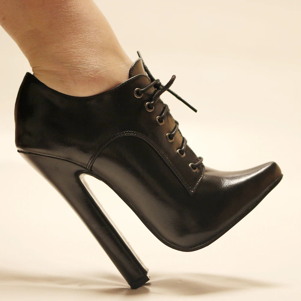 JIALUOWEI 6 Inch High heel Fetish Lace Up Pointy Toe Unisex Drag Queen Pump