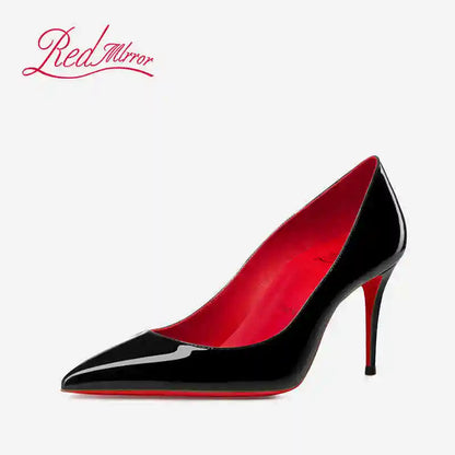 Women heels Naked color Women's elegant high heel Luxury Black shoes woman 2025 Red Shiny Bottoms Pointed Toe party Ladies Women