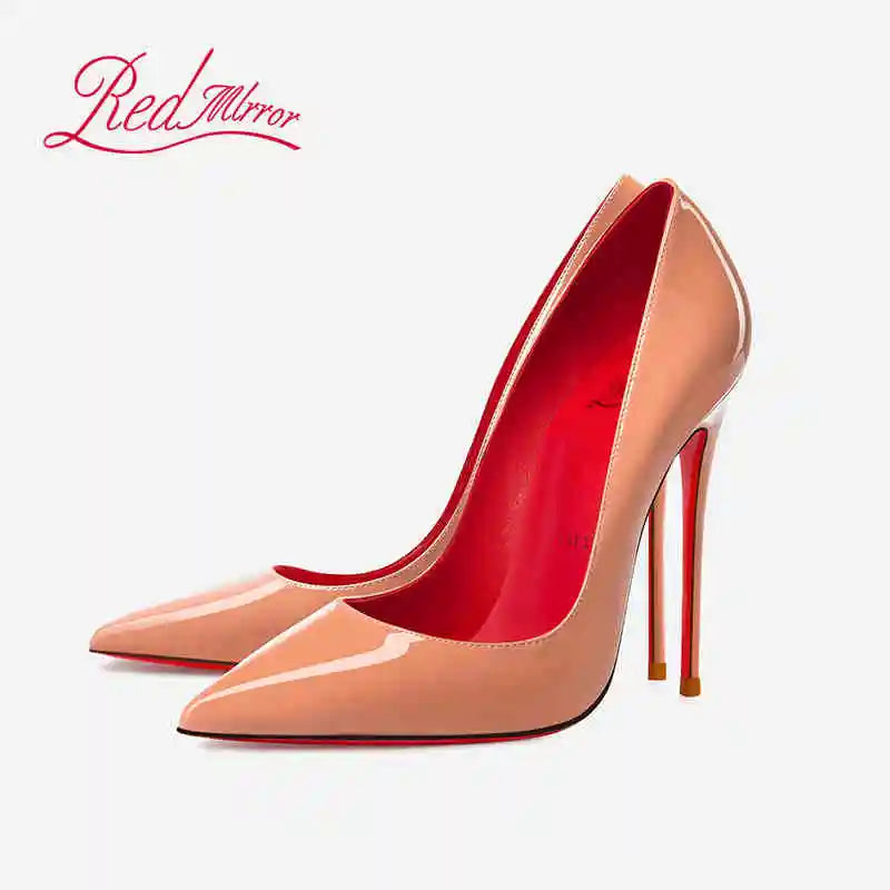 Women heels Naked color Women's elegant high heel Luxury Black shoes woman 2025 Red Shiny Bottoms Pointed Toe party Ladies Women