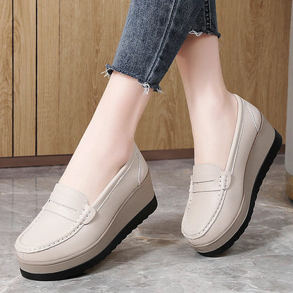 Ngouxm Women Flat Platform Loafers Ladies Elegant Suede Leather Moccasins Shoes Woman Slip On Moccasin Women's Casual Shoes