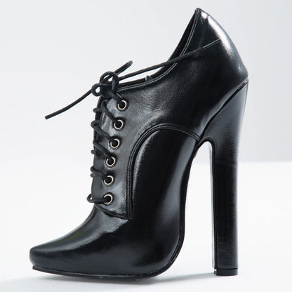 JIALUOWEI 6 Inch High heel Fetish Lace Up Pointy Toe Unisex Drag Queen Pump
