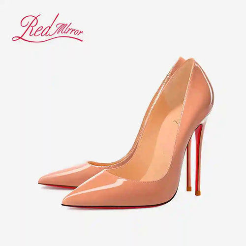 Women heels Naked color Women's elegant high heel Luxury Black shoes woman 2025 Red Shiny Bottoms Pointed Toe party Ladies Women