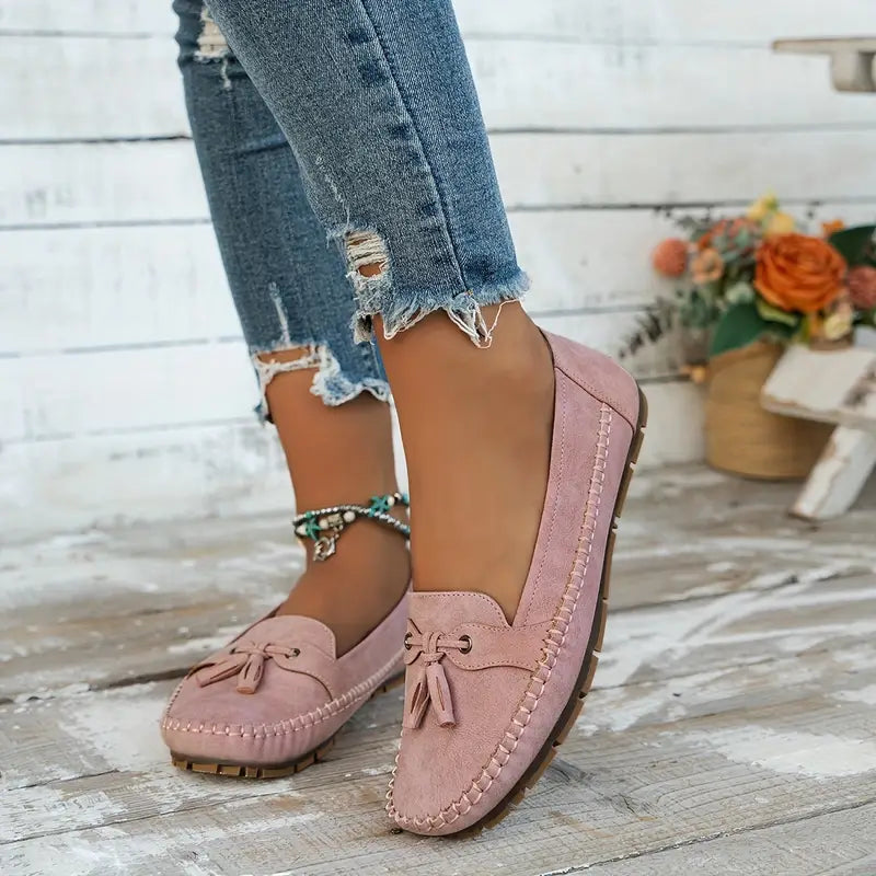 Women's Round Head Loafers Fashion Non-slip Soft Comfortable Flats Shoes
