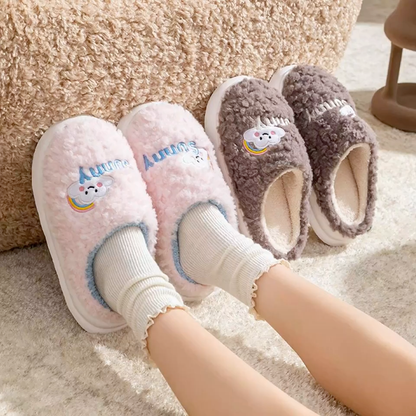 Cute Cartoon Cotton Slippers Thick Bottom Home Slippers Fashion Floor Bedroom Slipper Women Men Couples Warm House Shoes
