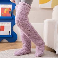 Over Knee High Fuzzy Long Socks Winter Warm Cold Leg Knee