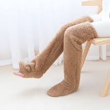 Over Knee High Fuzzy Long Socks Winter Warm Cold Leg Knee