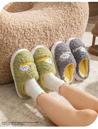 Cute Cartoon Cotton Slippers Thick Bottom Home Slippers Fashion Floor Bedroom Slipper Women Men Couples Warm House Shoes